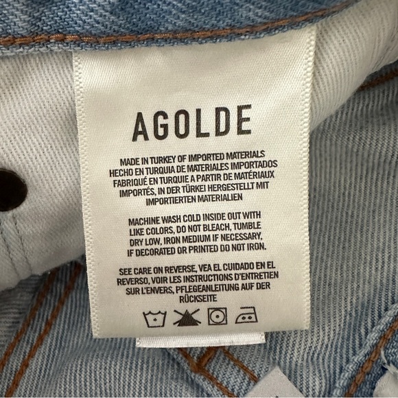 AGOLDE Jaden Womens High Rise Denim Cut Off Shorts Distressed Light Blue Sz 23 - Picture 4 of 11